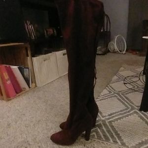 Burgundy Thigh High Boots